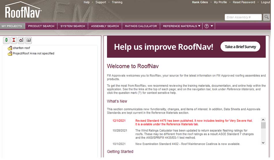 Roof Nav Landing Page